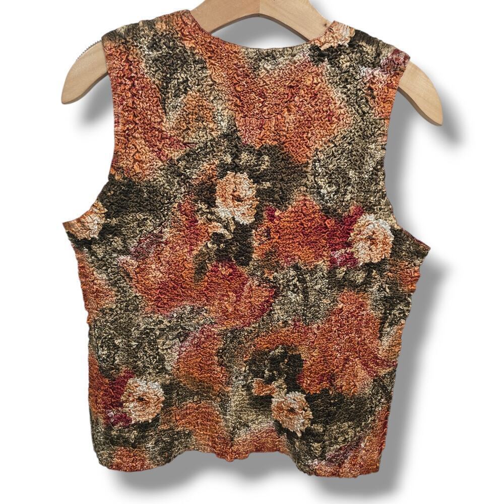 Vintage Women’s Reversible Textured Floral Sleeveless Top – One Size - Picture 4 of 6